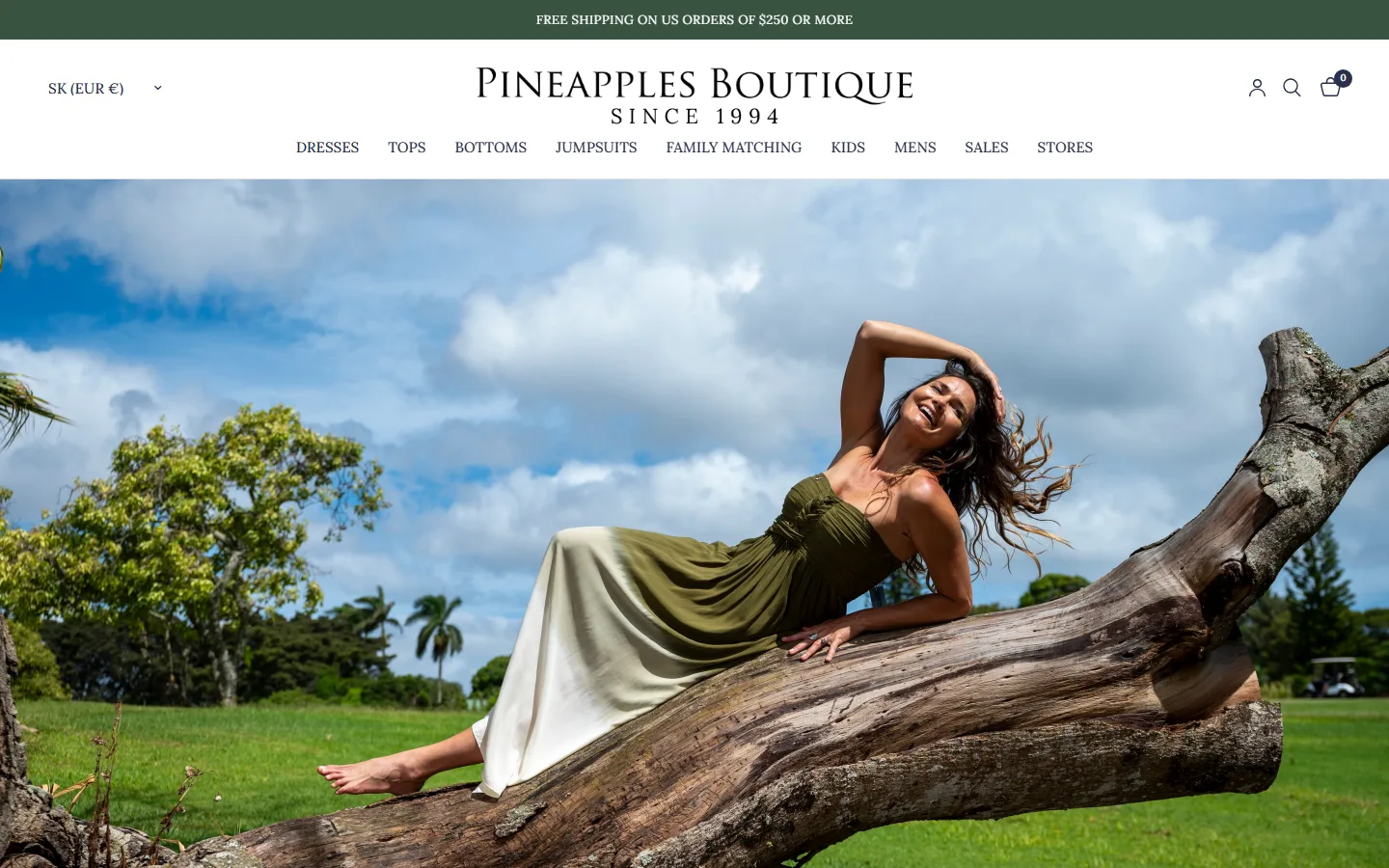 Viewport capture of Pineapples Boutique website