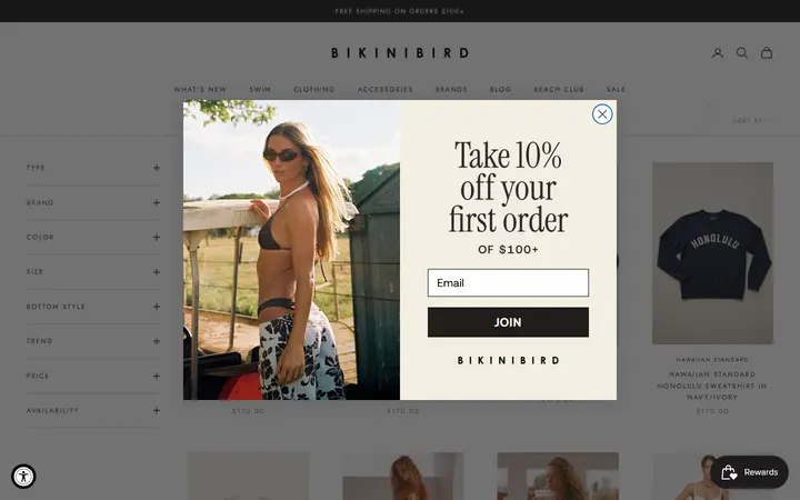 Website page titled Women's Clothing & Resort Wear | Dresses, Tops | Bikinibird