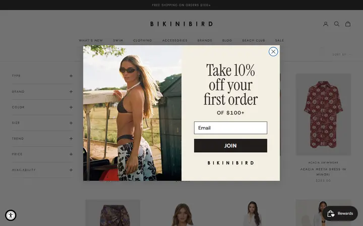 Website page titled Swim Cover-Ups | Dresses, Tops & Wraps | Bikinibird