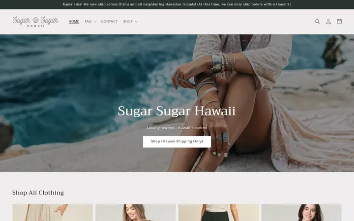 Preview of Sugar Sugar Hawaii - Pearlridge Boutique website