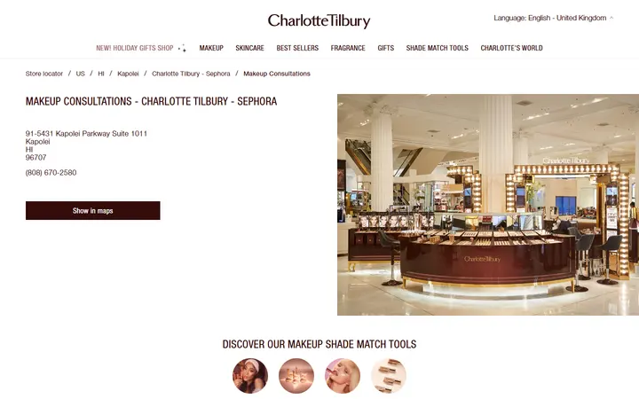 Preview of Charlotte Tilbury website