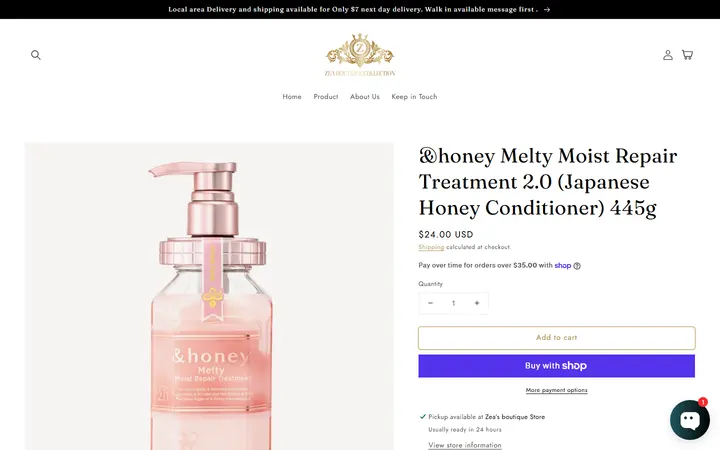 Website page titled &honey Melty Moist Repair Treatment 2.0 (Japanese Honey Conditioner) 4 – Zea’s Boutique Collection