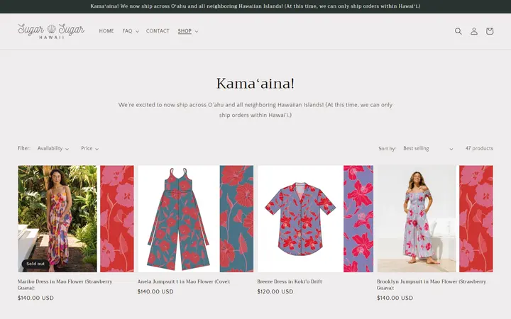 Website page titled Yireh – Sugar Sugar Hawaii