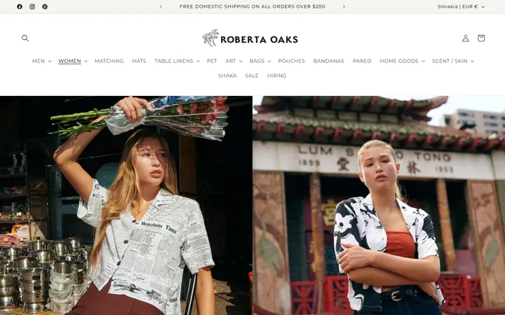 Website page titled WOMEN'S CHINATOWN SWAY – Roberta Oaks, Hawaii