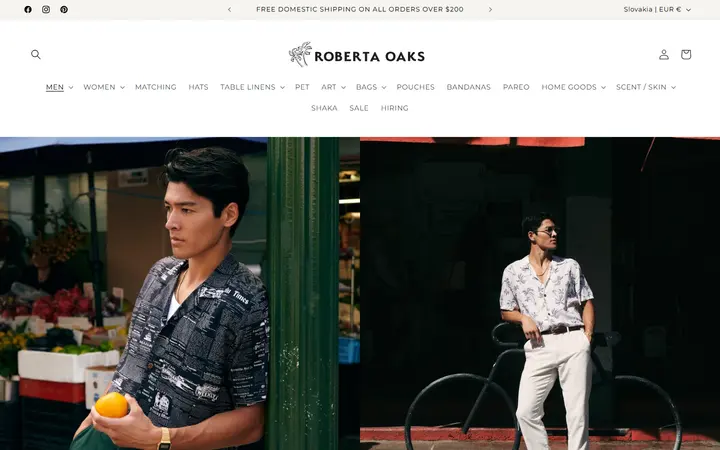 Website page titled MEN'S CHINATOWN SWAY – Roberta Oaks, Hawaii