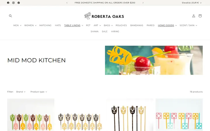 Website page titled MID MOD KITCHEN – Roberta Oaks, Hawaii
