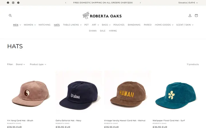 Website page titled HATS – Roberta Oaks, Hawaii