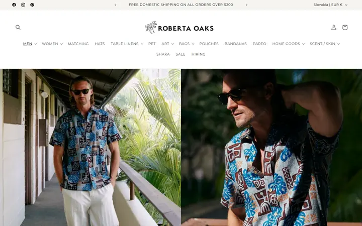 Website page titled VINTAGE TEXTILE RELEASES – Roberta Oaks, Hawaii