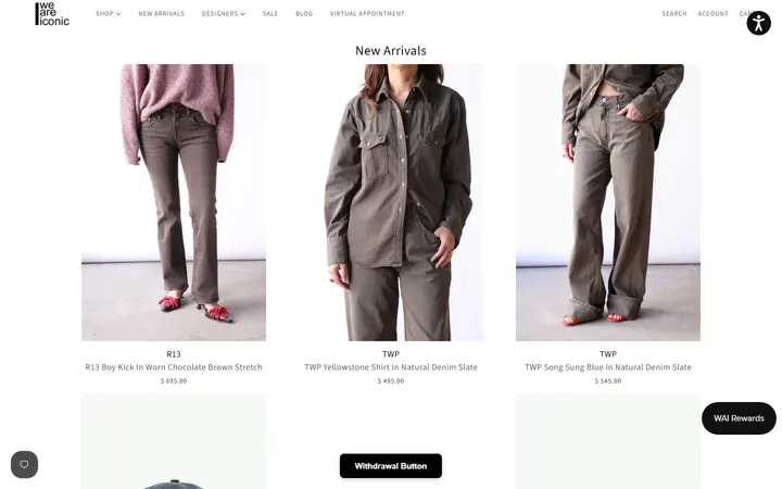 Website page titled New Arrivals | WE ARE ICONIC