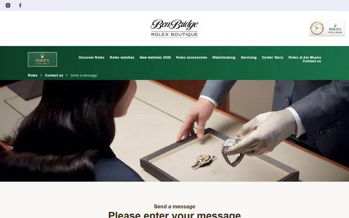 Website page titled Contact Form | Rolex Boutique Ben Bridge, Ala Moana