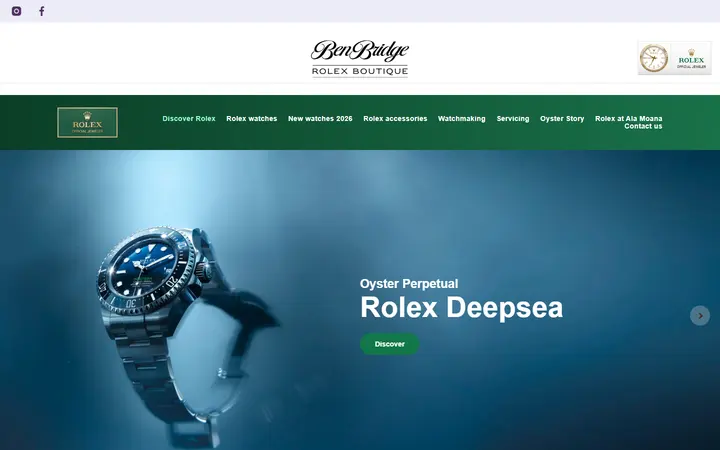 Website page titled Rolex Ala Moana at Ben Bridge Jeweler | Rolex Boutique Ben Bridge, Ala Moana