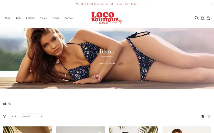 Website page titled Blank Collection - Minimalist Swim