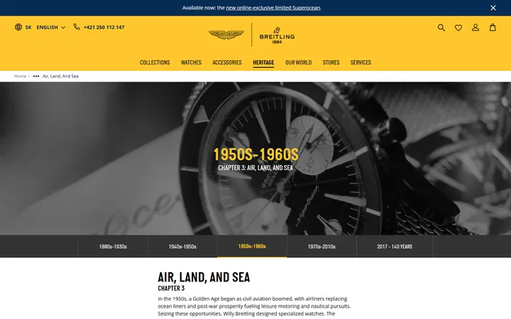 Website page titled Breitling Icons: The Evolution of Iconic Chronographs | Breitling