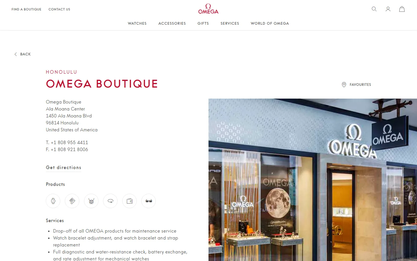 Viewport capture of Omega website