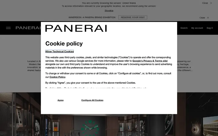 Preview of Panerai Boutique website