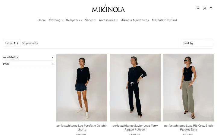 Website page titled perfectwhitetee – Mikinola