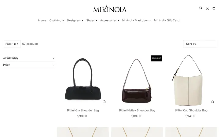 Website page titled Accessories – Mikinola