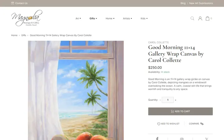 Preview of Magnolia Boutique & Gallery website