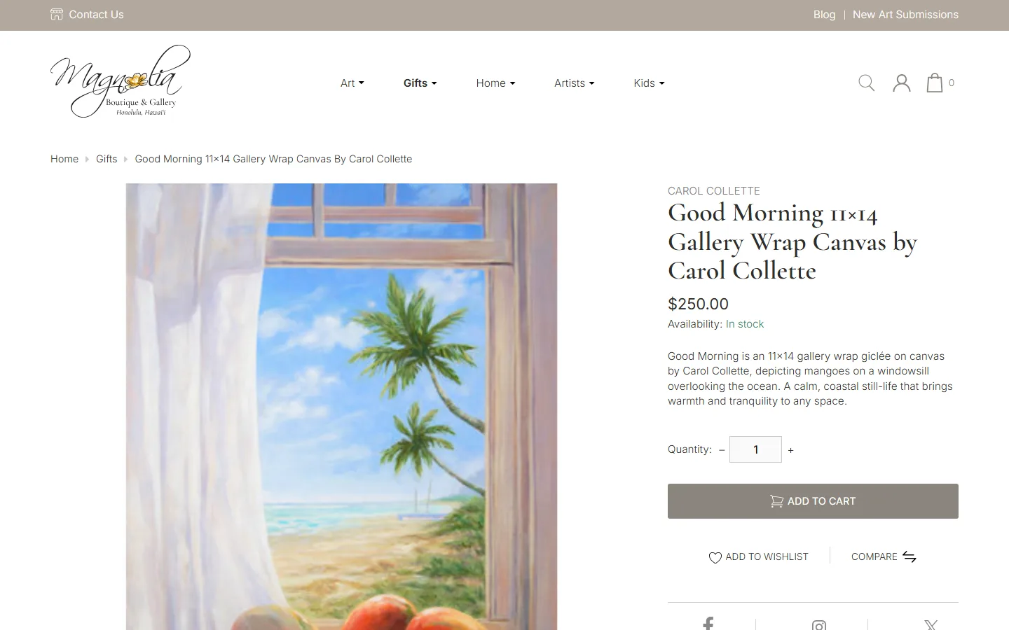 Viewport capture of Magnolia Boutique & Gallery website