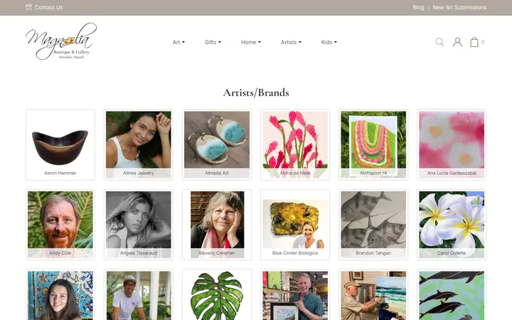 Website page titled Brands - Magnolia Hawaii