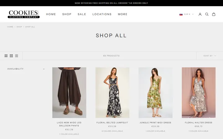Website page titled SHOP ALL