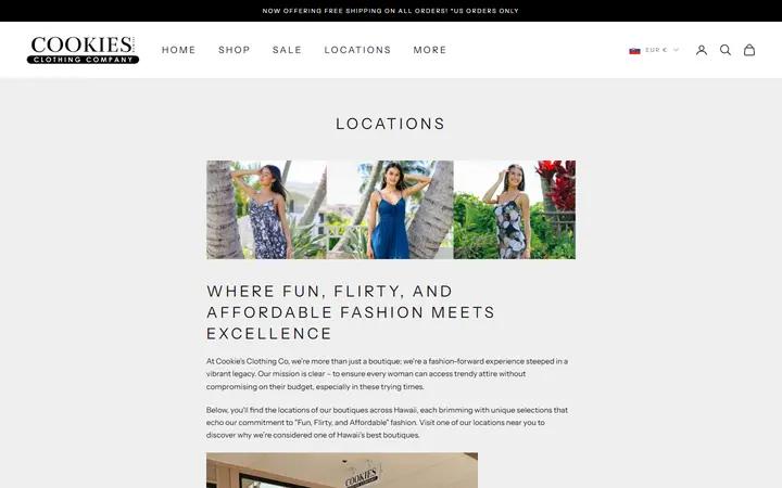 Website page titled Locations