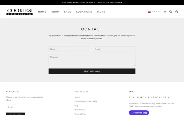 Website page titled Contact Us
