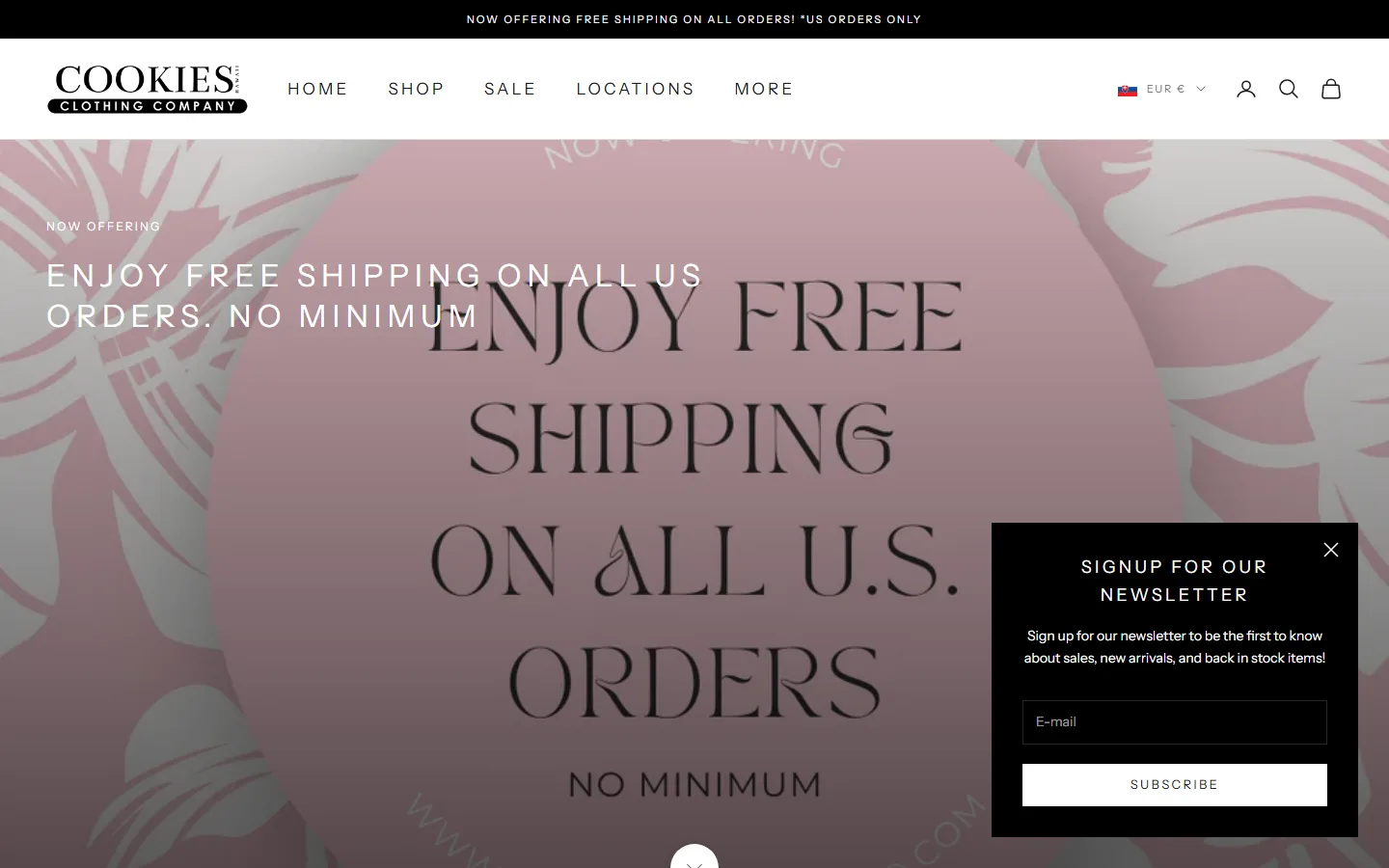 Viewport capture of Cookie's Clothing Company website