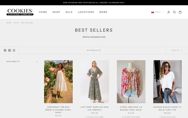 Website page titled BEST SELLERS