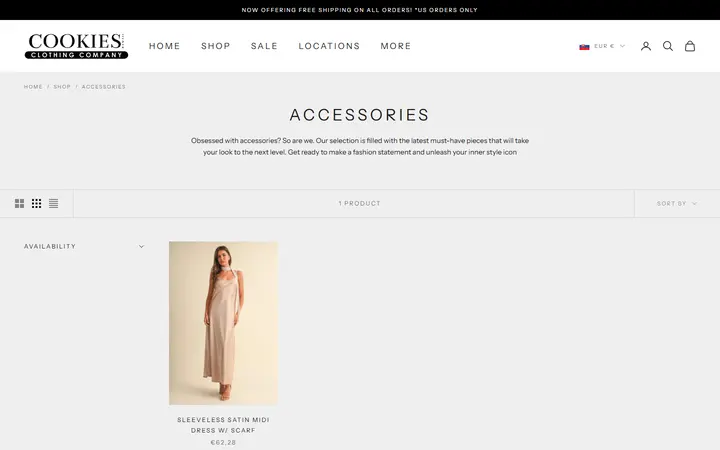 Website page titled ACCESSORIES