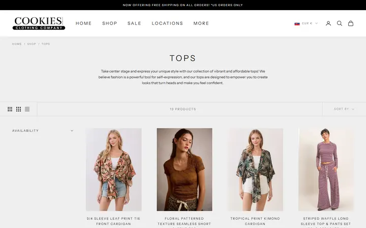 Website page titled TOPS