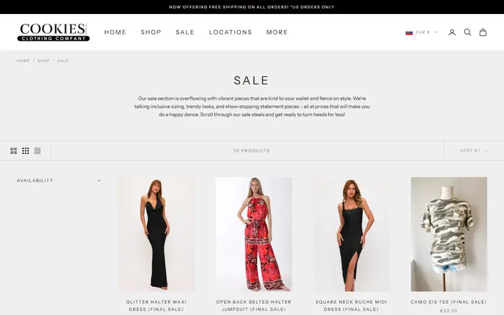 Website page titled SALE