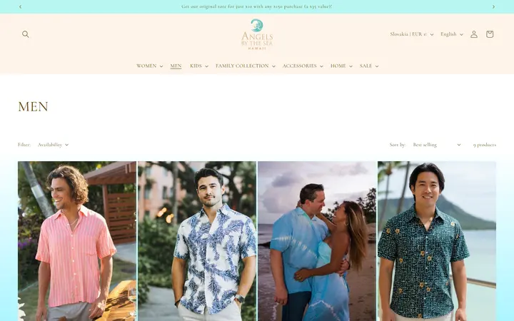Website page titled MEN – Angels by the Sea Hawaii