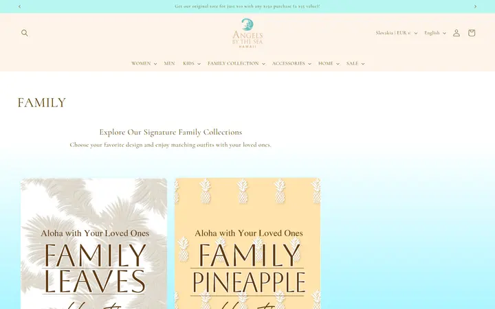 Website page titled FAMILY – Angels by the Sea Hawaii