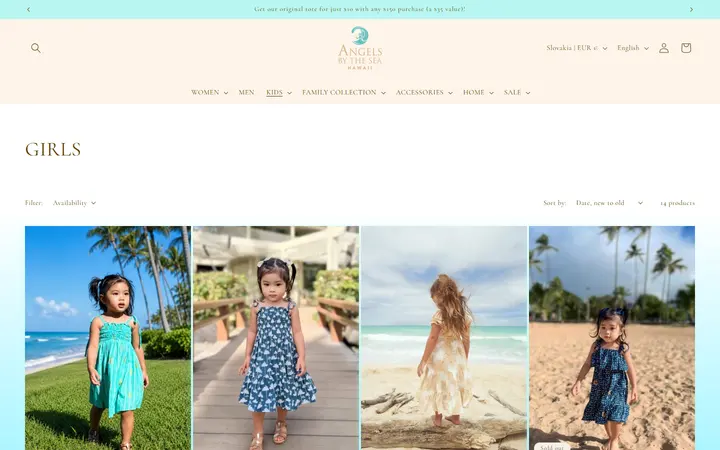Website page titled GIRLS – Angels by the Sea Hawaii