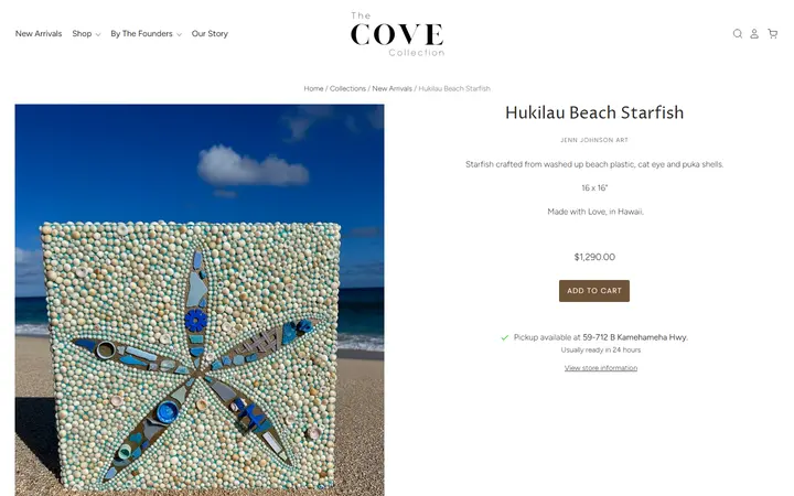 Website page titled Hukilau Beach Starfish– The Cove Collection
