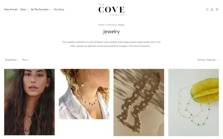 Website page titled Jewelry– The Cove Collection