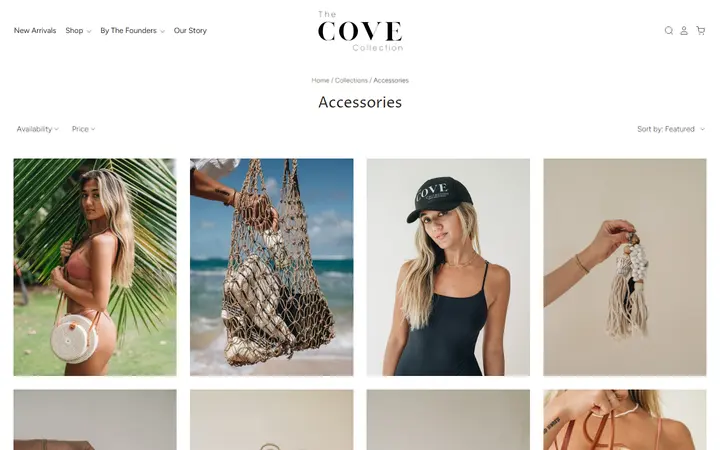 Website page titled Accessories– The Cove Collection