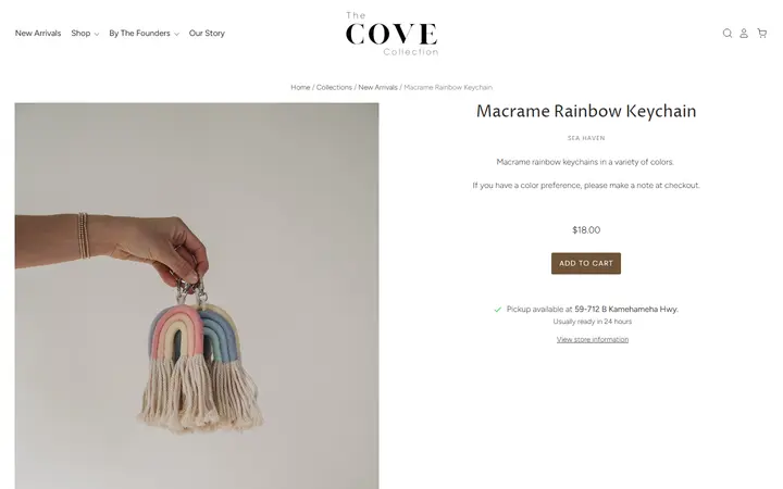 Website page titled Macrame Rainbow Keychain– The Cove Collection