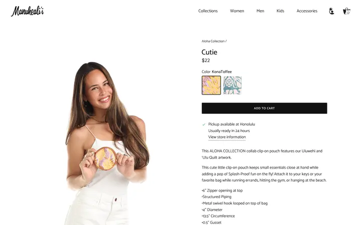 Website page titled Cutie – Manuheali'i