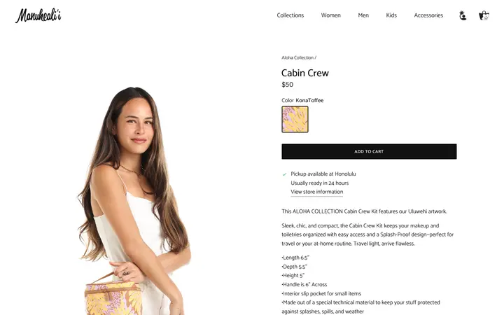Website page titled Cabin Crew – Manuheali'i