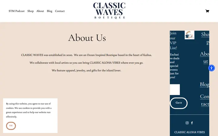 Preview of Classic Waves Boutique website