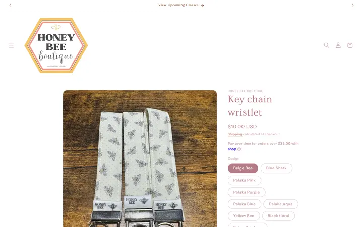 Website page titled Key chain wristlet – Honey Bee Boutique