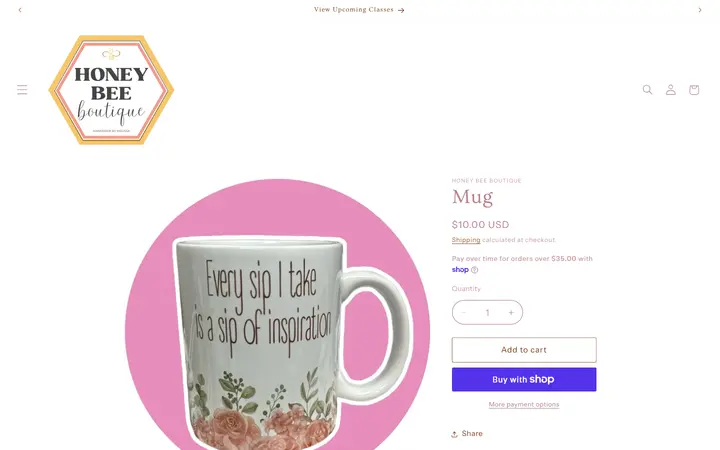 Website page titled Mug – Honey Bee Boutique
