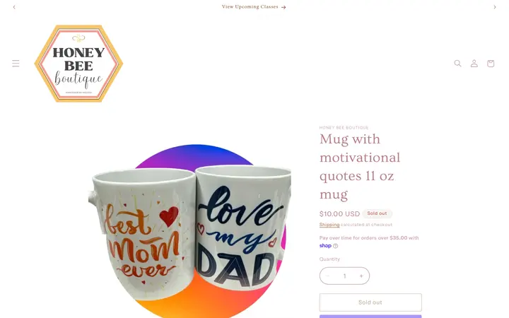 Website page titled Motivational quote 11 oz mug – Honey Bee Boutique