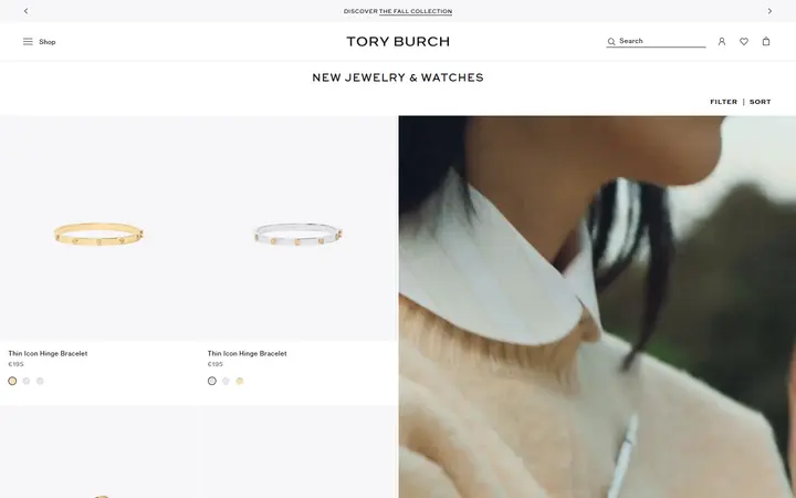 Website page titled New Arrivals | Tory Burch EU