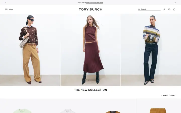 Website page titled New Women's Clothing | New Dresses & Tops | Tory Burch EU