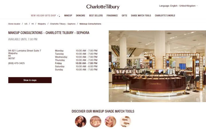 Preview of Charlotte Tilbury website