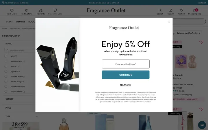 Website page titled New Women's Perfumes – Latest Women's Fragrances On Sale