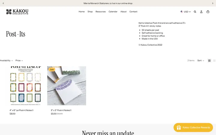 Website page titled Post-Its – Kakou Collective